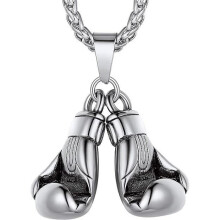 Necklace - Boxing Glove - Gold - Stainless Steel - Adjustable Chain 55+5cm - Men's Jewelry