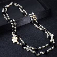 Necklace - Black - Model 0Z010K01 - Alloy + Pearl - 168 cm - Women