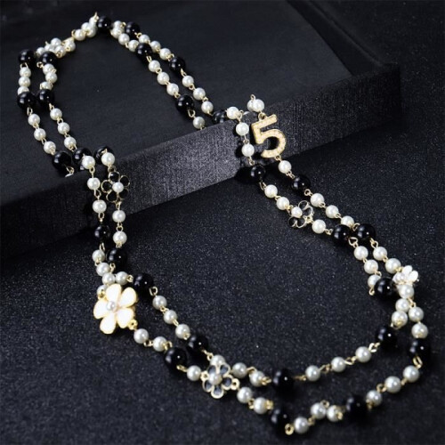Κολιέ - Μαύρο - Μοντέλο 0Z010K01 - Alloy + Pearl - 168 cm - Γυναικεία