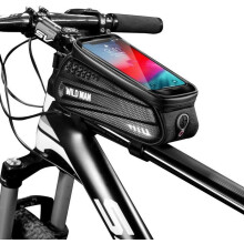 Bicycle Handlebar Bag - WILD MAN - TPU Touchscreen - Waterproof - Black - 6.5 inch