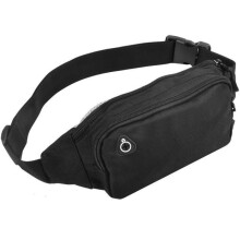 Damen- und Herren-Gürteltasche, große Hüfttasche zum Wandern (schwarz)