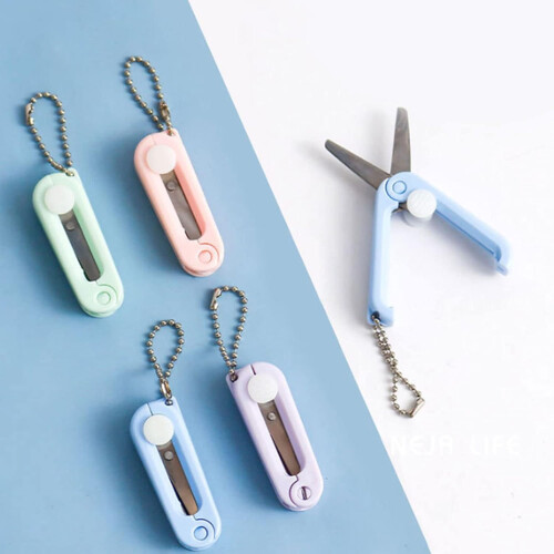 Scissors with Key Chain Foldable Scissors Telescopic Scissors Scissors Stainless Steel Cornel Powder 2