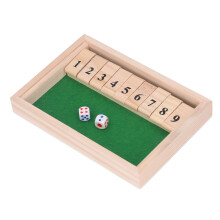 Green Wooden Dice Game Portable with 9 Number Flip Tiles for Party & KTV Fun
