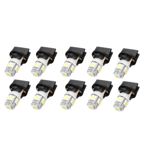 10X T10 White 5050 194 LED Bulbs Instrument Gauge Cluster Dash Light with Socket Ref: 8497