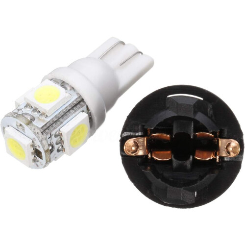 10X T10 White 5050 194 LED Bulbs Instrument Gauge Cluster Dash Light with Socket Ref: 8497 2