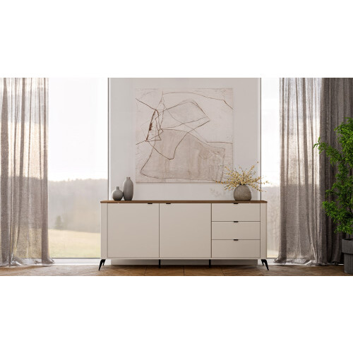 Kommode CORDOBA 2D3S Kaschmir Beige Eiche Castello Schrank 3 Schubladen Soft Close 1