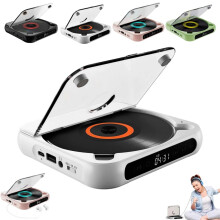 Portable CD Player HiFi Sound Wireless And Wired Playback Rechargeable Battery Compact White