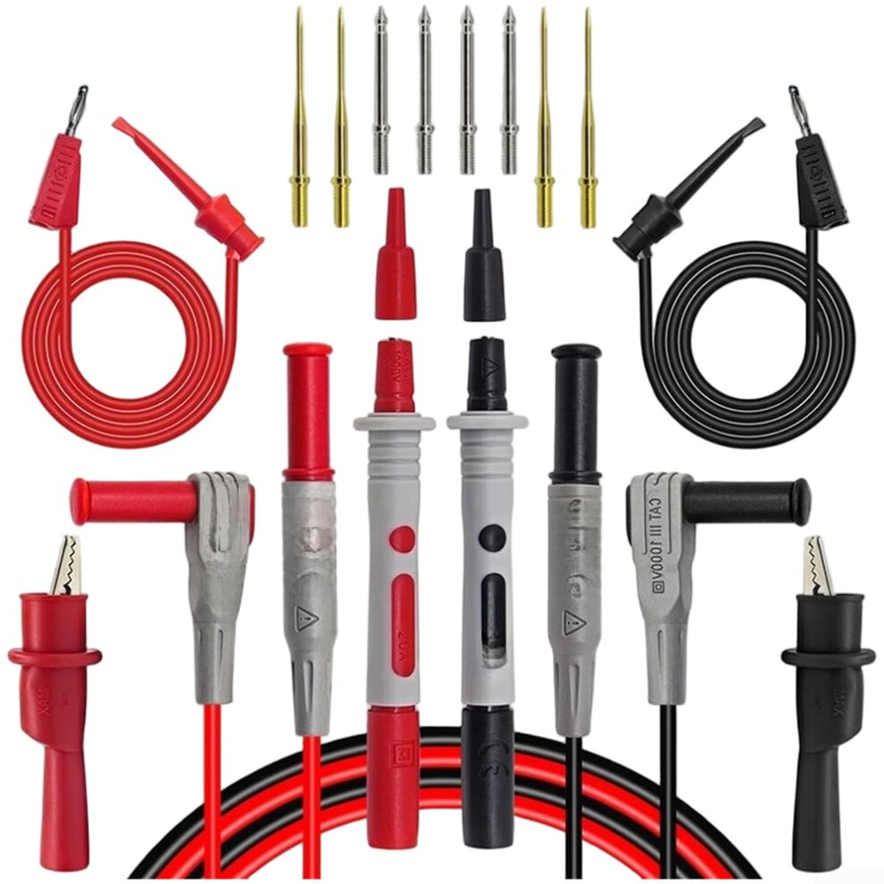 Multimeter Test Leads With Interchangeable Tips And Hook Alligator Clips For Electricians And Automotive 9347817271362