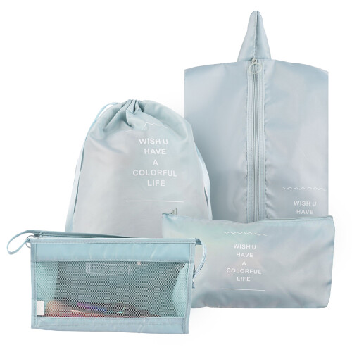 Set di 9 Sacchetti da Viaggio, 40*30*12cm, Blu/Rosa/Grigio