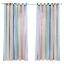 2pc Gradient Star Pattern Double Layer Blackout Curtain 100*130cm to 134*270cm