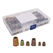 Zinc Alloy Furniture Nut Set 100PCS Hex Drive M4 to M10 with Storage Box