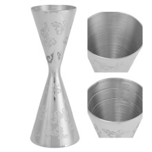 Stainless Steel Leaves Stripe Cocktail Jigger Cup 60ml 90ml for Bartenders