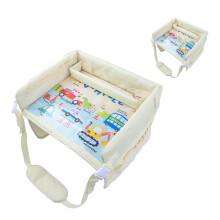 Car Seat Back Organizer with Tablet Holder, Kids Travel Tray, Cartoon Design and Multiple Pockets