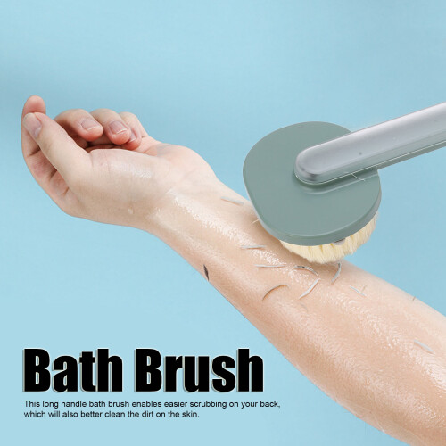 Bath Brush with Long Handle, Plastic Shower Body Scrub Tool, Green 2