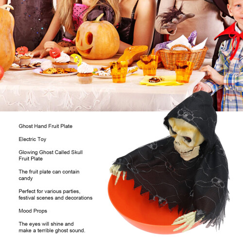Skeleton Ghost Electric Plate - Glowing Skull Fruit Decor for Festivals 10cm 1
