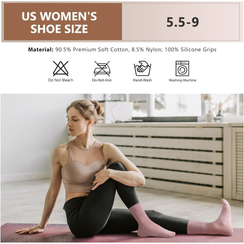 6 ζευγάρια κάλτσες Pilates με λαβές για γυναίκες - αντιολισθητικές κάλτσες γιόγκα για 1