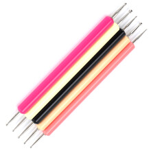 Dotting Pen Acrylic Rod 2 Round Head Nail Art Tool 5Pcs DIY Slotted Indentation