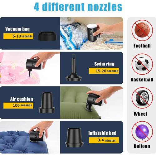 Portable Air Pump  Cordless Rechargeable with Camping Light for Inflatables 2