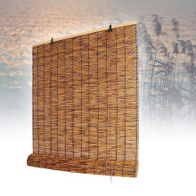 Sunshade Patio Blinds, Carbonized Bamboo Roll Up Blinds, Translucent Roman Shades for Outdoor/Indoor, W43xH75in