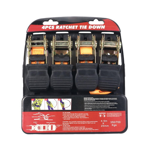 Cargo Ties Down Ratchets Straps For Load Securing In Various Environment Camping Gear Moving And Securing Loads 4 pack