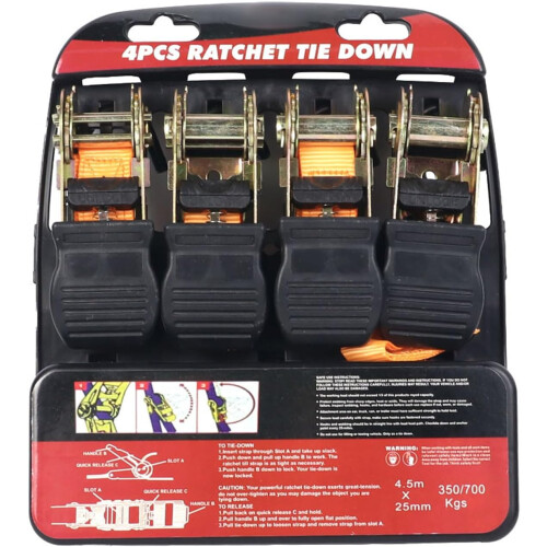 Cargo Ties Down Ratchets Straps For Load Securing In Various Environment Camping Gear Moving And Securing Loads 4 pack 2