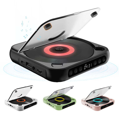 Portable CD Player TypeC Charging MP3/CD/CDR Playback Travel Music Player Black