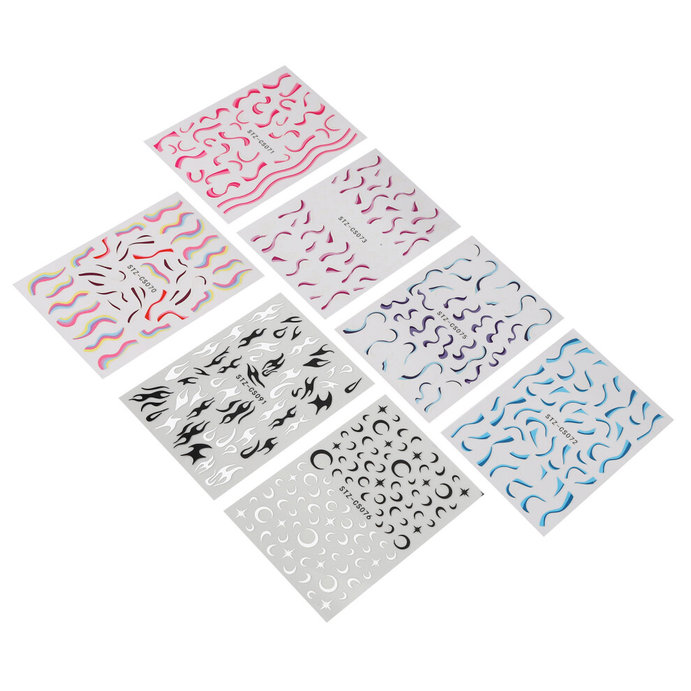 Eco-Friendly 7 Sheets Fire Flame Nail Stickers for DIY Nail Art