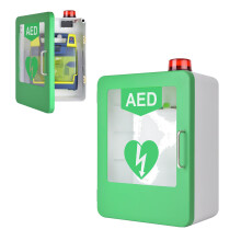 AED Defibrillator Storage Cabinet WallMounted Plastic First Aid Cabinet With Alarm System Double Switch Office Hospital