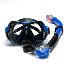 Underwater Mask Dry Snorkel Mask Snorkeling Set For Adults And Youth 180Degree AntiFog Panoramic Goggles Blue