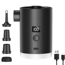 Air Pump for Inflatables Cordless Inflator Air Pump with Camping Light and 4 Nozzles,Compact Accessories for Swimming Pool Travel Outdoor Home