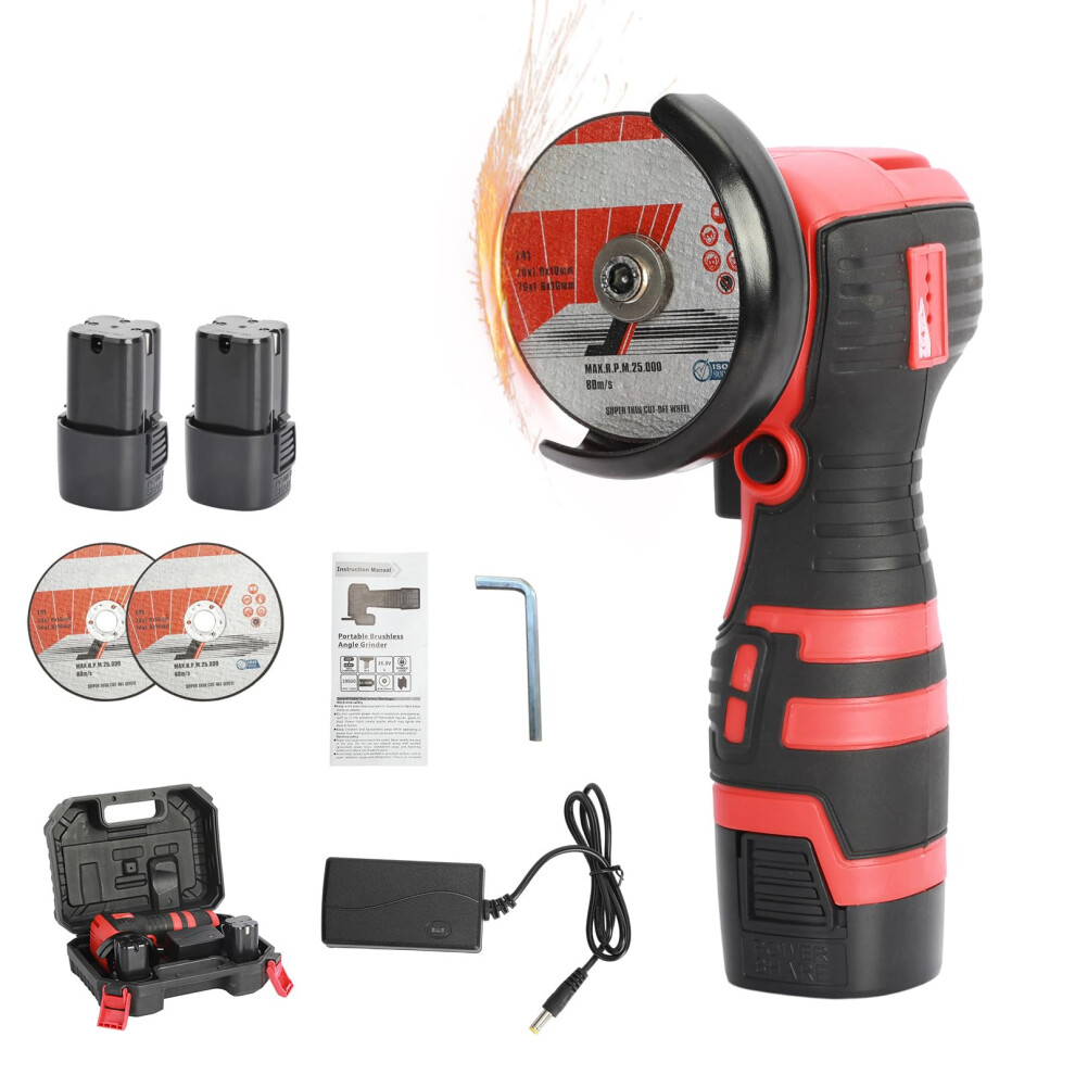 Mini 18V 550W Brushless Cordless Angle Grinder With Batteries And Diamond Wheel 9382693847157