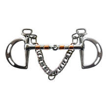 Horse Bit Mouth Snaffle Bit 13.5cm with Curb Hook Chain Gear for Horse Training, Chewing, and Mules Outdoor Sports
