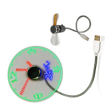 USB Fan LED Fan Display Time And Temperature Small USB With Flexible Neck Display For PC/Laptop/Desktope Flexible Neck