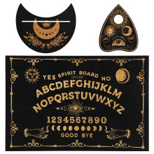 Wooden Black Ouija Board Set 11.8 x 7.8 Inch Classic Talking Boards with Planchette, Metaphysical Message Spirit Board Wiccan Gifts