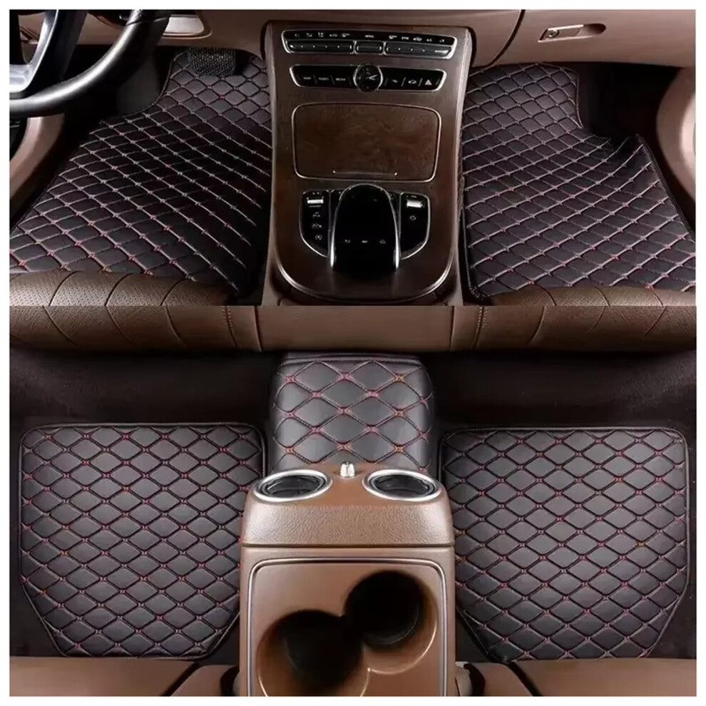 5Pcs Leather Car Floor Mats For Ford Bronco Lwb 20222025, Allweather Waterproof Nonslip, Black/Red 9189345384950