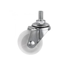Casters 1.5 Inch White PP Wheel With Universal M6 Thread, 40mm Diameter, Display Frame Wheel, 4 Pcs