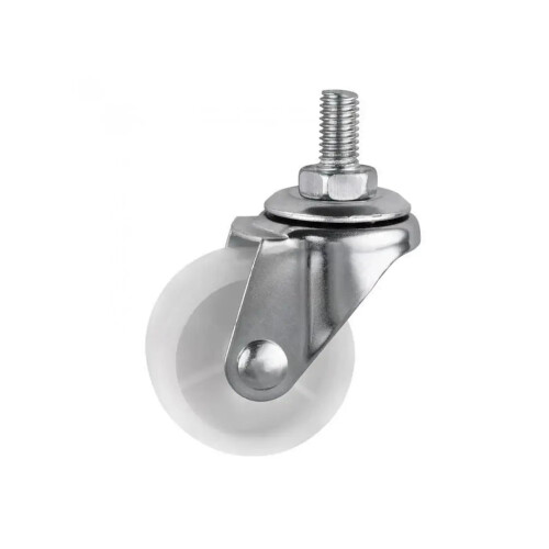 Casters 1.5 Inch White PP Wheel With Universal M6 Thread, 40mm Diameter, Display Frame Wheel, 4 Pcs