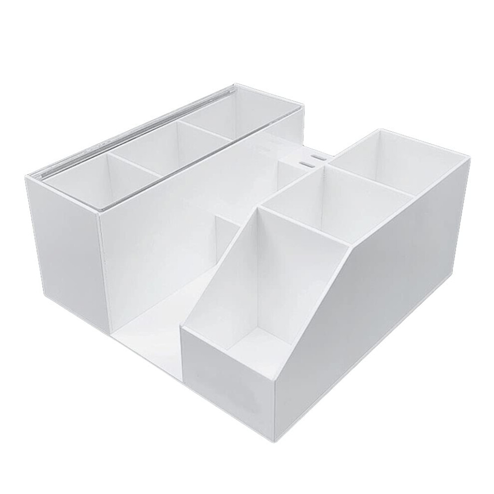 White Eyelash Extension Tool Organizer With Large Capacity And Dustproof Compartments Cosmetic Storage Box