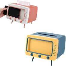 Telefoonhouder in retro tv-design, creatieve tissuebox in tv-vorm, multifunctionele tissuehouder, decoratieve tissueboxhouder, stevig en duurzaam