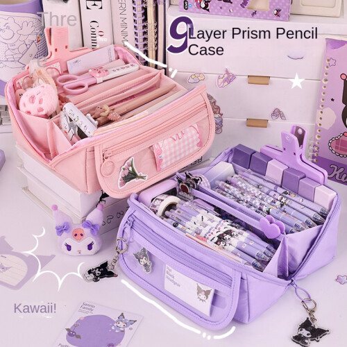 (Black) Large capacity pencil case 2