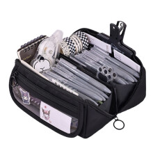 (Black) Large capacity pencil case