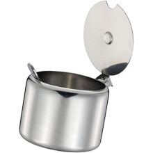 Stainless Steel Sugar Bowl with Spoon 285ml Kitchen Condiment Jar for Spices and Seasonings