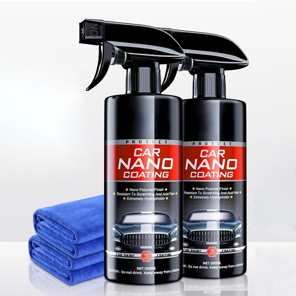 Nano Ceramic Car Coating 2 Pack 500ml Spray Auto Paint Protection Coating Renewal Agent MultiFunctional