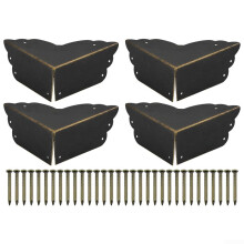 4pcs Vintage Bronze Metal Corner Guards with Screws, Cloud Pattern Furniture Protectors for Wooden Boxes