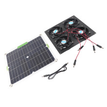 80W Waterproof Solar Panel Fan Kit with 4 Vent Fans for Greenhouses