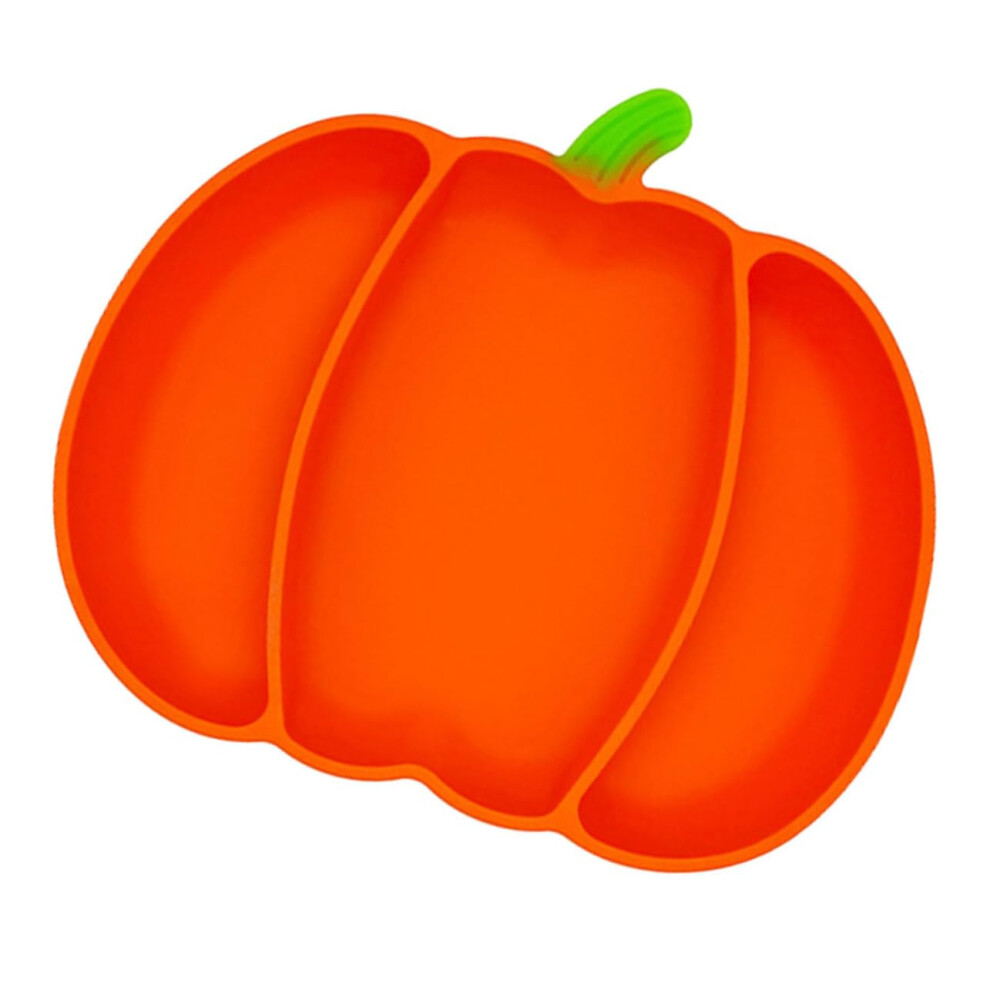 Silicone Suction Plate With Divided Sections Non Slip Feeding Plate For Self Feeding Training Orange