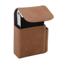 Custodia per sigarette PU con portasigarette e accendino, confezione da 20, marrone, 8,5x3,5x11 cm