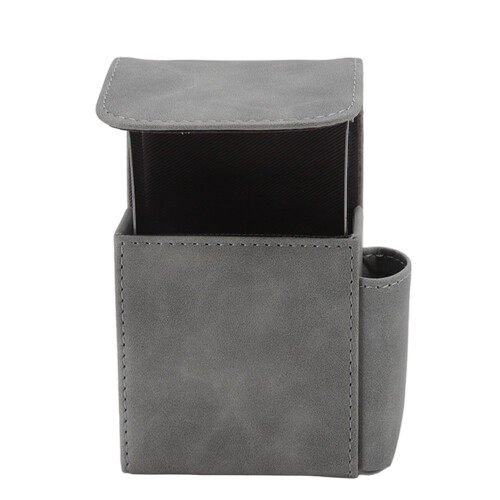 Gray PU Cigarette Case for Men 20 Pack Wallet with Built-in Lighter Holder 1