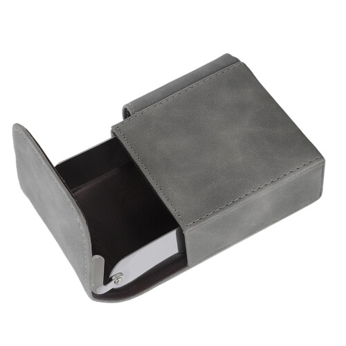 Gray PU Cigarette Case for Men 20 Pack Wallet with Built-in Lighter Holder 2
