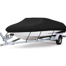 LXXW Waterproof Boat Cover 420D Marine Grade for VHull 1416FT Black